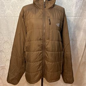 The North Face Men’s Brown Hoodless Zip Up Puffer Jacket (XL)